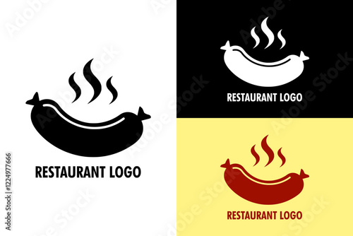 illustration of a sausage with steam, vectors, food, restaurant logo, food cart, food truck, fast food, bbq, meat, beef sausage, healthy, nutrition, hot, delicious, silhouette, abstract, logo