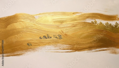 Delicate Goldleaf Artistry on Traditional Japanese Paper Elegant Portrayal of Japanese Culture through Golden Brush Strokes, Showcasing the Beauty and Intricacy of Eastern Aesthetics. photo