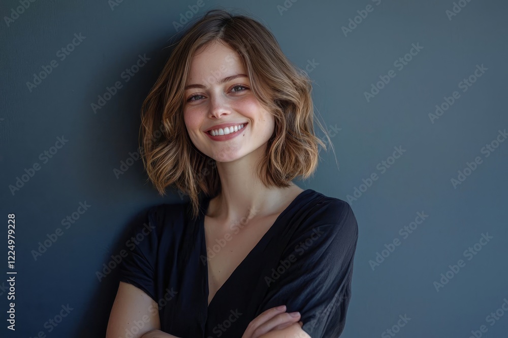 Fototapeta premium Profile photo of attractive lady toothy smiling confident business woman arms crossed reliable person worker.