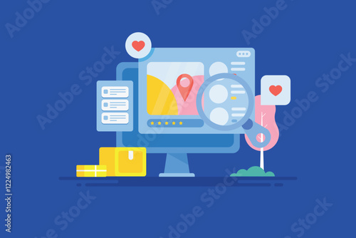 Ecommerce, search marketing and content optimization business intelligence and SERP analytics, SEO concept.