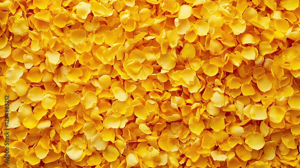 A bed of fresh yellow rose petals scattered randomly, filling the frame. A bed of fresh yellow rose petals scattered randomly, filling the frame.