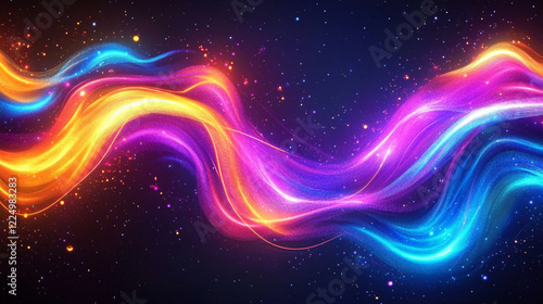 A colorful wave of light with a blue and orange section