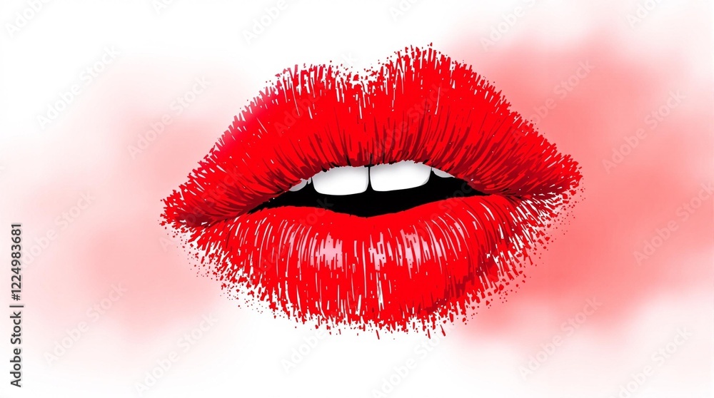 red lipstick print of lips on white background red lipstick print of lips on white background