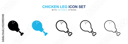 Chicken leg icons in black and blue collection