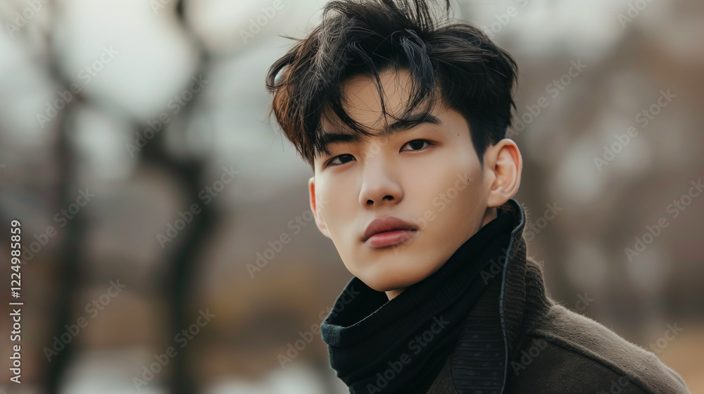 Most Handsome Asian Boy: Stunning K-Pop Style Portrait Most Handsome Asian Boy: Stunning K-Pop Style Portrait