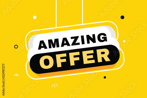 Amazing offer banner hanging style yellow colour template. Vector element design.