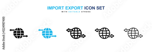 Import export icons in black and blue collection