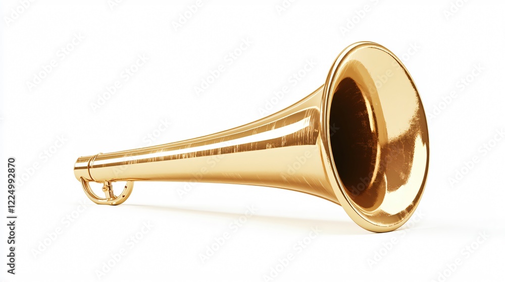 Obraz premium Professional Megaphone Gold Horn on White Background for Marketing and Communication Campaigns