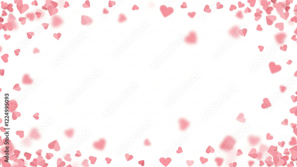 Pink Heart-Shaped Confetti Overlay on Paper Pink Heart-Shaped Confetti Overlay on Paper