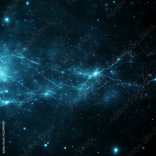 A mesmerizing cosmic scene portraying an abstract representation of energy flowing through a dark, starry space