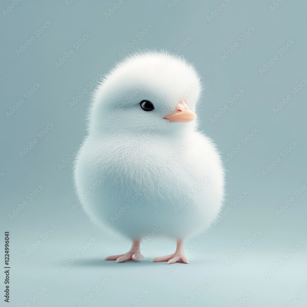 Fluffy white chick, studio shot, pastel background, springtime Fluffy white chick, studio shot, pastel background, springtime