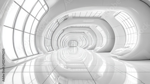 Wallpaper Mural White tunnel with light streaming through creating a bright and inviting atmosphere for exploration Torontodigital.ca