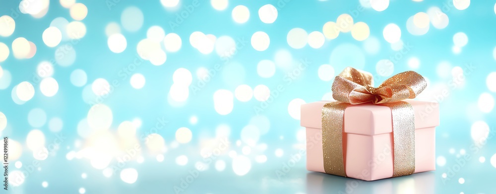 Fototapeta premium Seasonal backgrounds for international holidays Festive gift box with shimmering background.