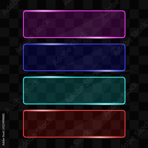 Glowing neon buttons or technology box vector editable