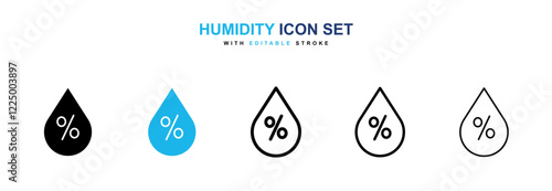 Humidity icons in black and blue collection