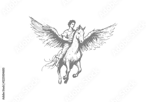 Pegasus winged horse hand drawn sketch vector