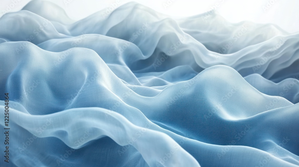 Obraz premium Abstract blue fabric waves, flowing textile texture.