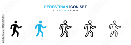 Pedestrian icons in black and blue collection