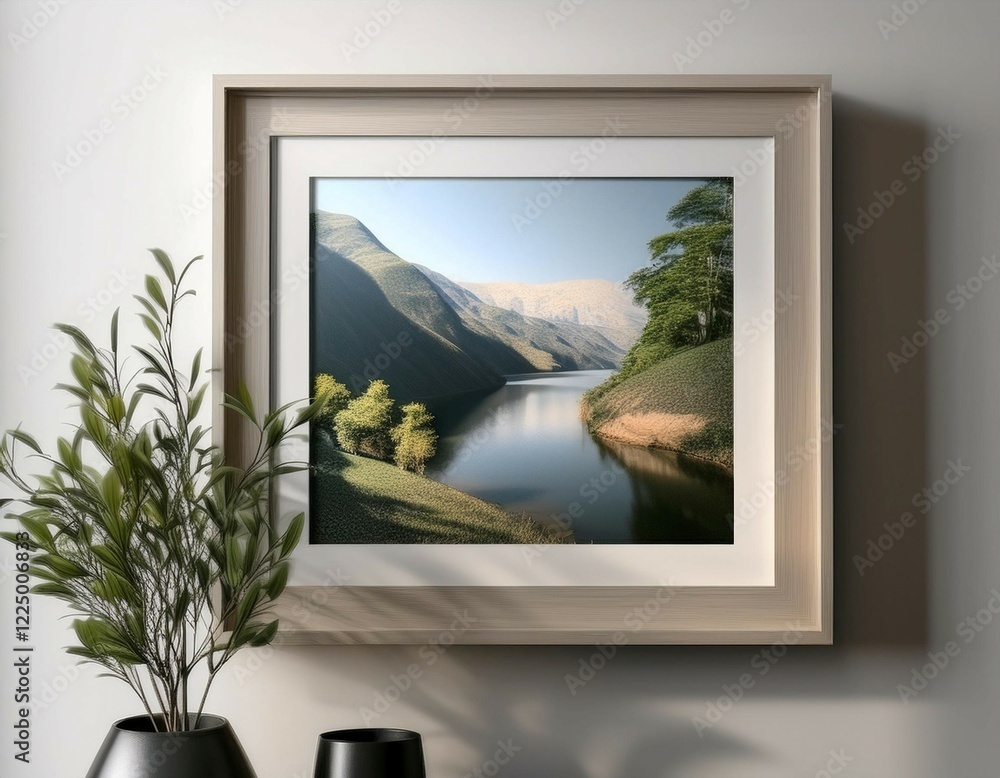 Fototapeta premium Framed picture on a wall, illustrating personal decor, art, and visual appeal.