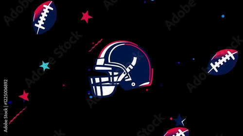 Football Helmet Design Featuring Stars and Balls With Vibrant Colors for Sports Events