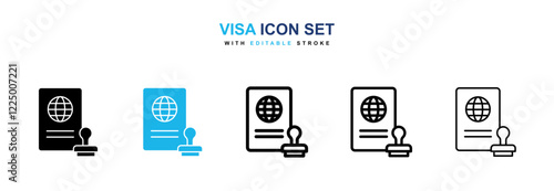 Visa icons in black and blue collection