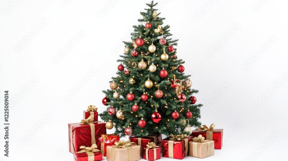 Christmas Tree with Red and Gold Presents Christmas Tree with Red and Gold Presents