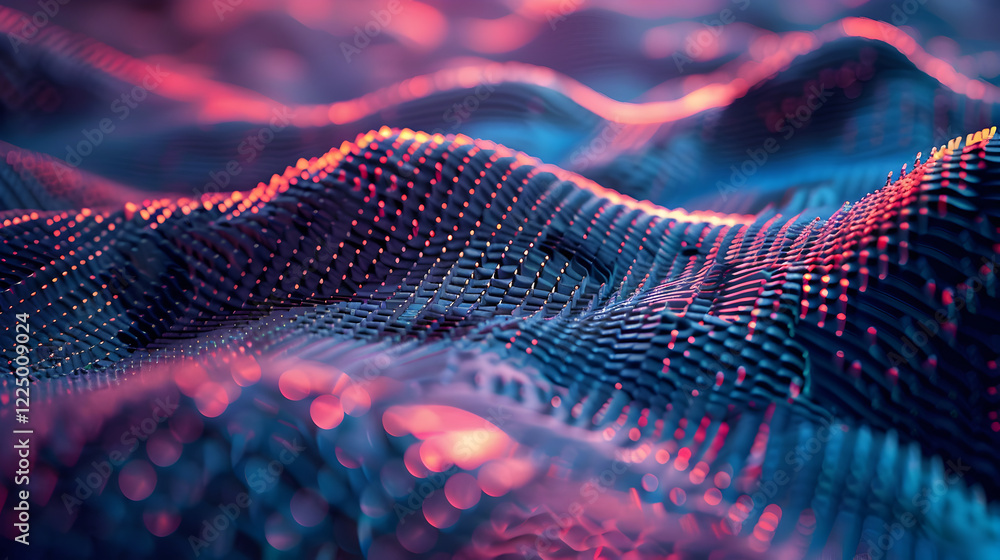 Abstract representation of textured waves with vibrant colors and depth. Abstract representation of textured waves with vibrant colors and depth.
