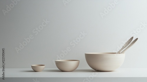 Wallpaper Mural A row of bowls and spoons on a white shelf Torontodigital.ca