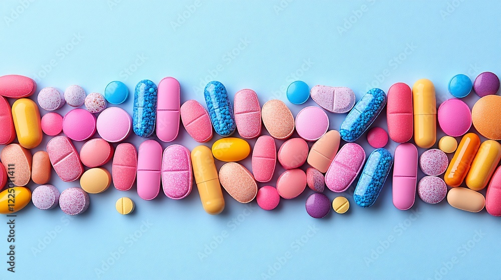 Colorful Capsules and Tablets: A Vibrant Pharmacy Display Colorful Capsules and Tablets: A Vibrant Pharmacy Display