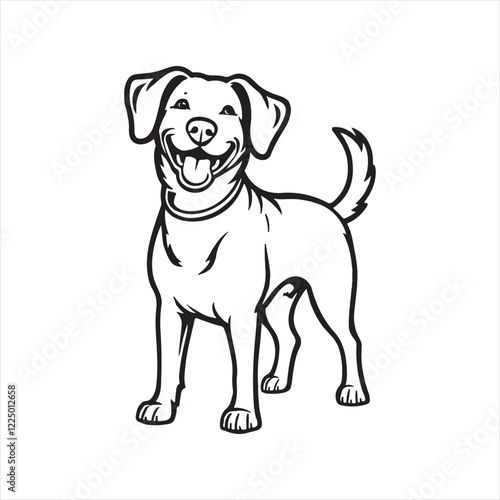 Happy Dog Vector Illustration,Smiling Dog Mascot Design,Black and Orange Dog Vector photo