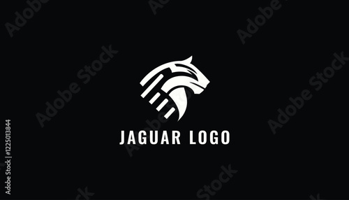 Black and white monochrome jaguar logo design, animal logo