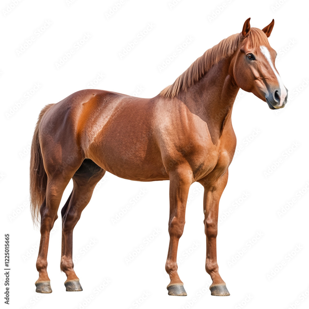 Obraz premium Brown horse stands alone on a white background
