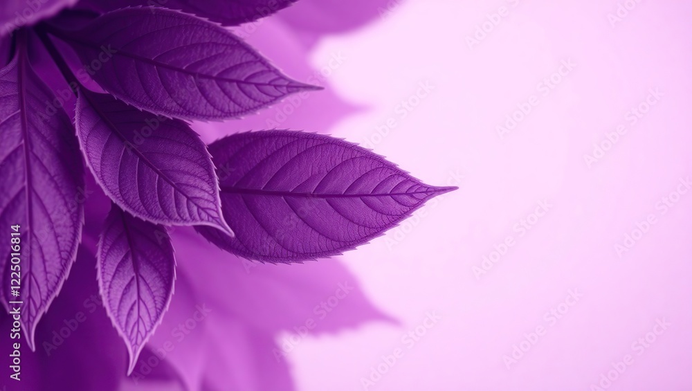 Fototapeta premium Closeup of an abstract purple leaves texture, set against a subtle gradient background.
