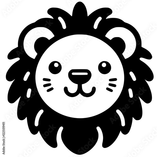 Lion cartoon portrait silhouette
