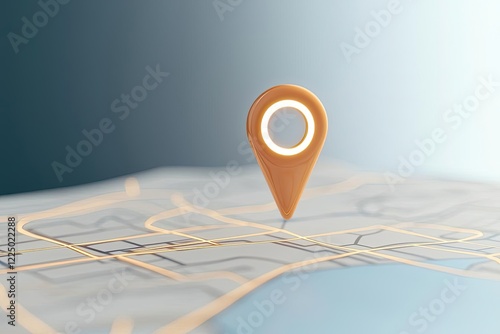 A 3D illustration of a location pin on a digital map, symbolizing navigation and mapping services in modern technology. photo