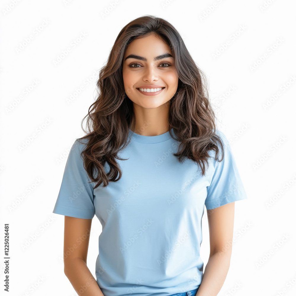 young indian woman standing on white background young indian woman standing on white background