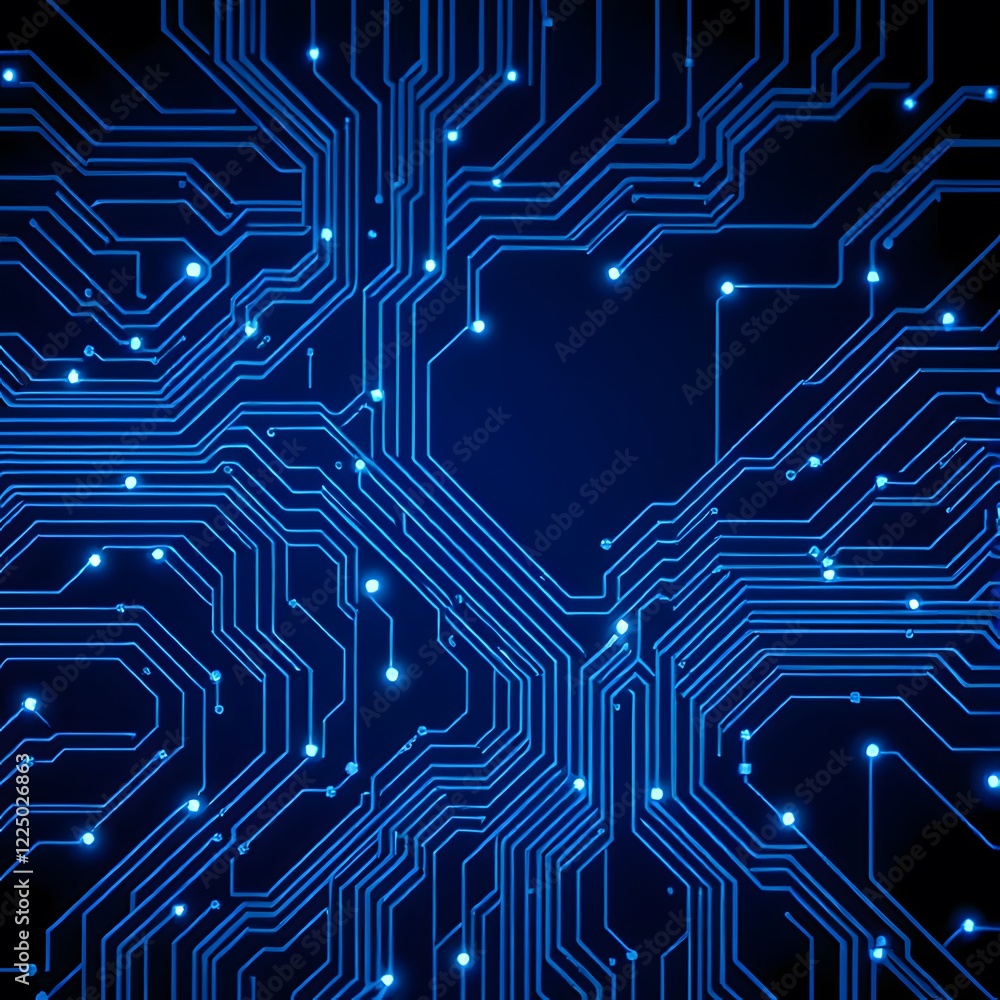 Abstract Tech Design with Glowing Circuits and Dark Background Abstract Tech Design with Glowing Circuits and Dark Background