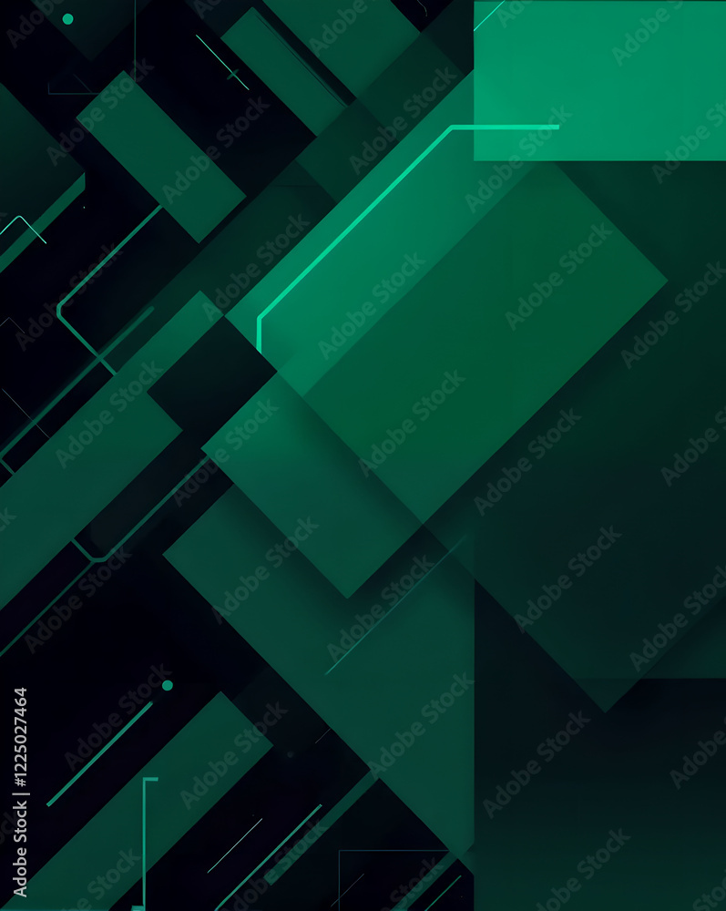 Fototapeta premium Abstract geometric background with overlapping green and black squares. Vector graphic design