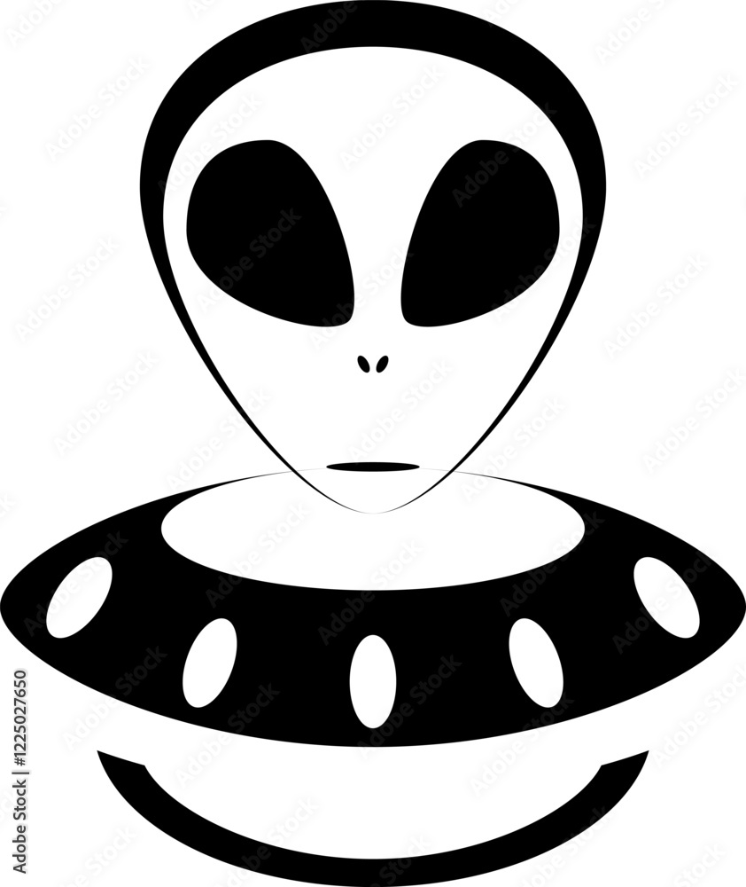 Naklejka premium alien and ship