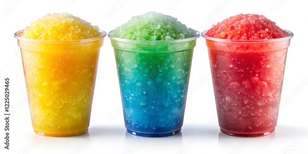 Three Colorful Shaved Ice Cups Three Colorful Shaved Ice Cups
