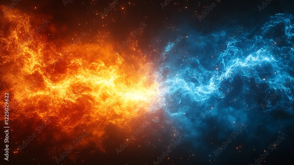 Clash of Elements: Fiery Inferno Meets Glacial Frost Clash of Elements: Fiery Inferno Meets Glacial Frost