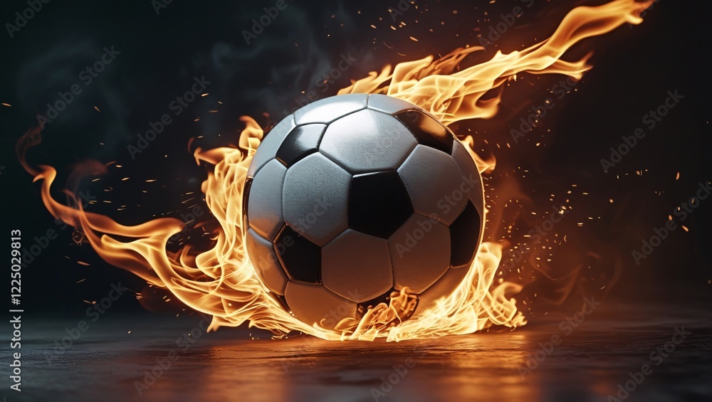 Fototapeta premium Flaming Soccer Ball in Motion 