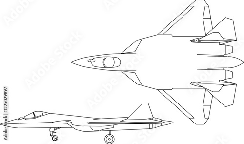 vector illustration of sukhoi fighter plane design sketch for war