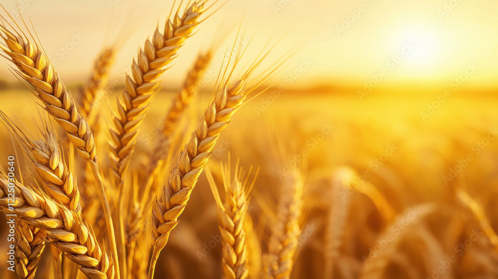Lush golden wheat field basking in the warm sunlight during harvest season. Lush golden wheat field basking in the warm sunlight during harvest season.