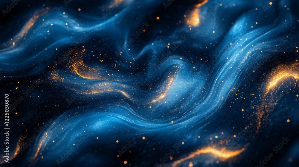 Obraz premium Abstract glowing blue and gold light streaks blending harmoniously in a minimalist composition