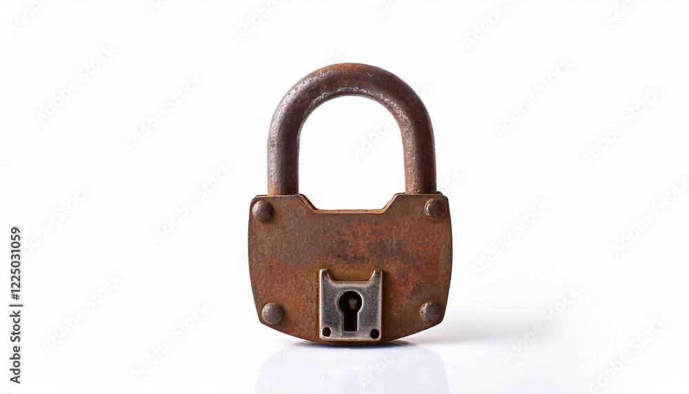 Rusty padlock on white background. Concept of security, protection, and privacy. Rusty padlock on white background. Concept of security, protection, and privacy.