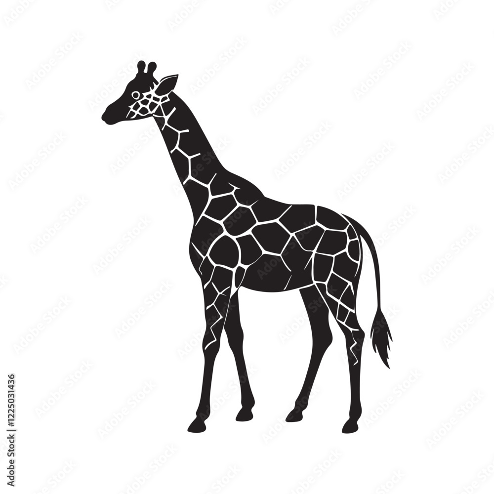 Obraz premium giraffe silhouette, black and white silhouette, vector and&nbsp;illustration