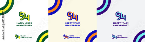 Logo Years Modern Line Colorful 54th, 54th Happy Anniversary with Colorful Line Stack, Minimalist and Modern.