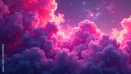 Swirling pink & purple nebula; ethereal smoke clouds , evaporate, motion, art
