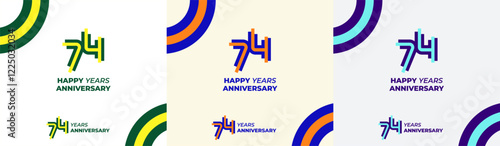 Logo Years Modern Line Colorful 74th, 74th Happy Anniversary with Colorful Line Stack, Minimalist and Modern.